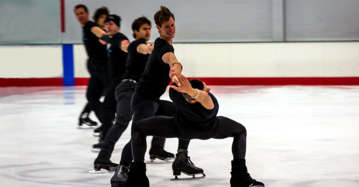 Men Skating performs Javelin, choreographed by Nathan Birch and Tim Murphy