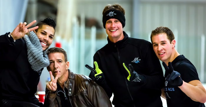 Rohene Ward, Tim Murphy, Wesley Campbell, and John Hunt pose after Javelin